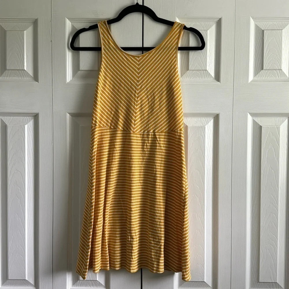 Old Navy Sundress Sleeveless A-line Play Dress Yellow Stripe Cotton Girls XL